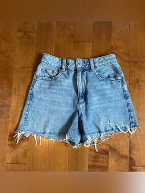 Dynamite Light Blue Distressed Denim Shorts